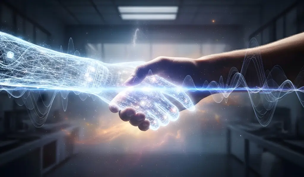 Zusammenarbeit von Mensch und KI.