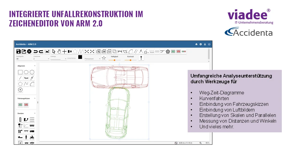 Integrierte Unfallrekonstruktion im Zeicheneditor von Arm 2.0