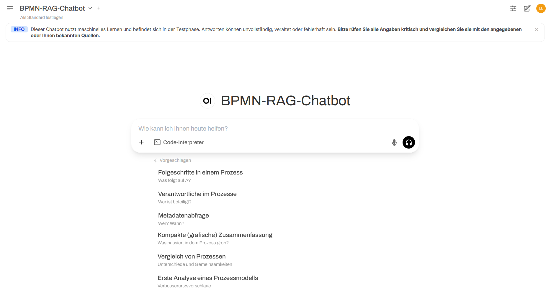 Start-screen vom Prototyp