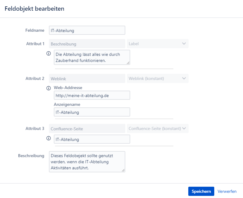 Feldobjekt bearbeiten