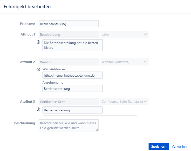 Feldobjekt bearbeiten