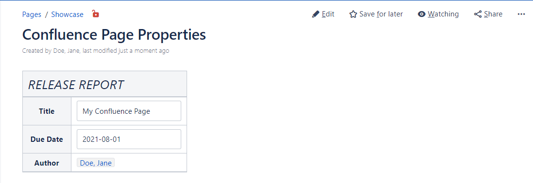 Confluence Page Properties