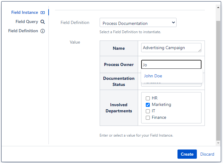 creating field instance