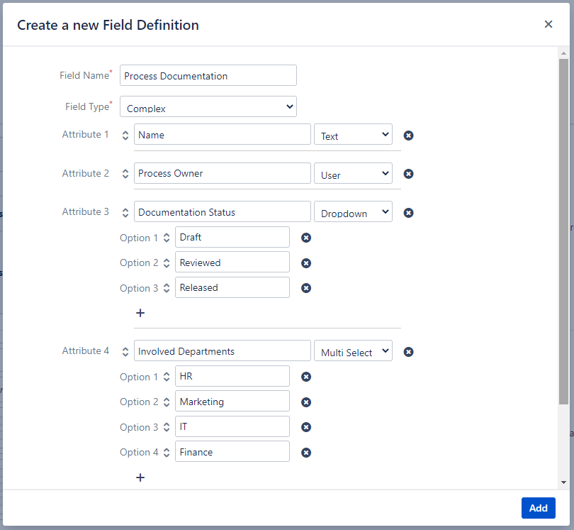 create new data field definition