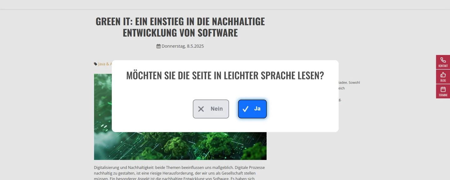 Ein Popup-Fenster mit der Frage 