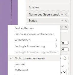 "Nicht zusammenfassen" in der Spalte "Tage verliehen" auswählen