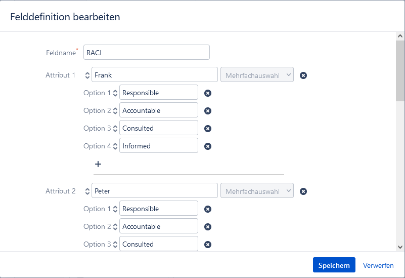 Felddefinitione bearbeiten