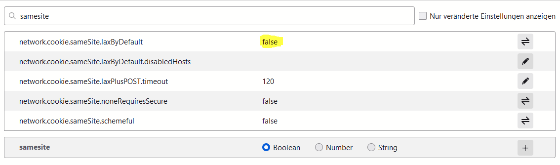 Samesite Einstellung Firefox